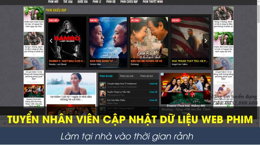 Tuyển nhân viên cập nhật dữ liệu web phim – Làm tại nhà Tuyển nhân viên cập nhật dữ liệu web phim – Làm tại nhà