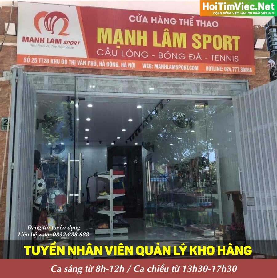 Tuyển nhân viên quản lý kho – Cửa hàng thể thao Mạnh Lâm Tuyển nhân viên quản lý kho – Cửa hàng thể thao Mạnh Lâm