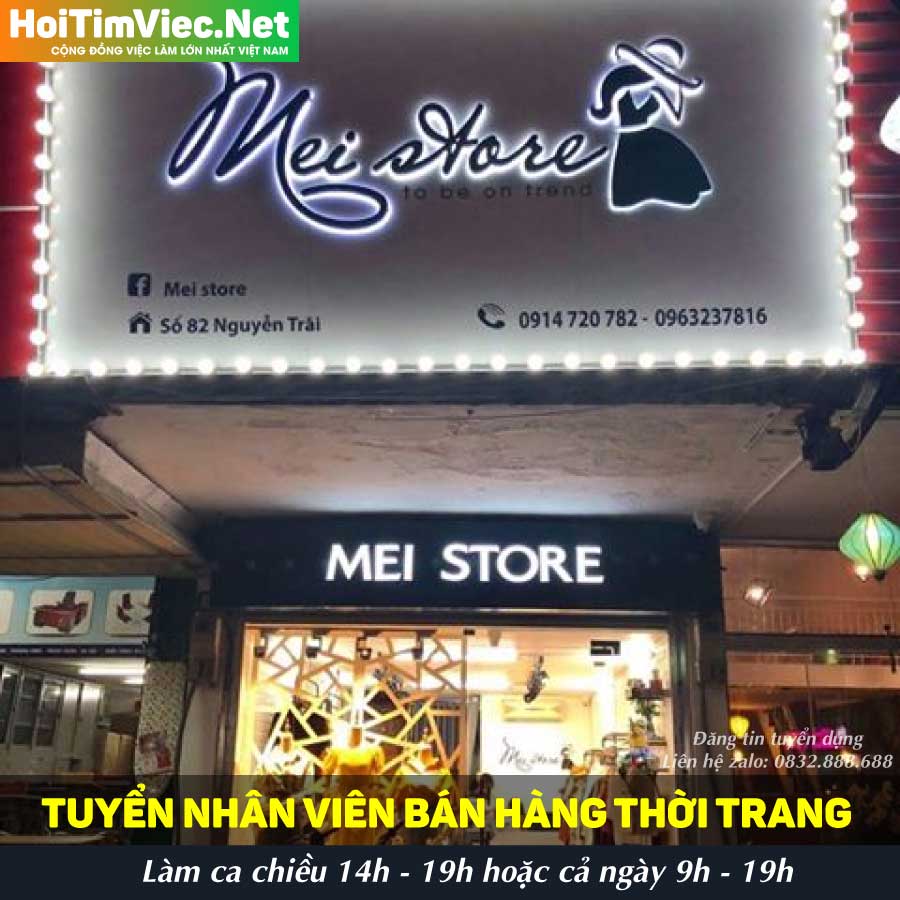 Tuyển nhân viên bán hàng – Shop Mei Store Tuyển nhân viên bán hàng – Shop Mei Store