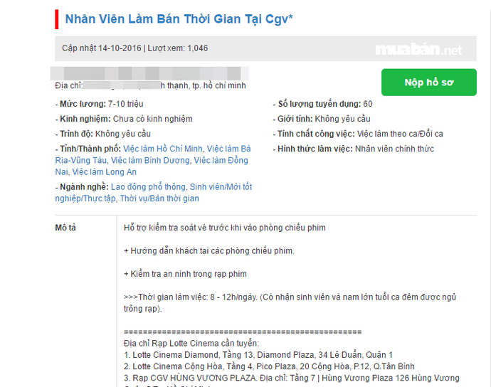 Cẩn Thận Với Chiêu Trò Lừa Đảo Tuyển Dụng Nhân Viên Soát Vé Rạp Phim Lương  Cao - Thích Làm Thêm