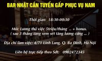 Tuyển nhân viên phục vụ bàn nam ca tối Tuyển nhân viên phục vụ bàn nam ca tối