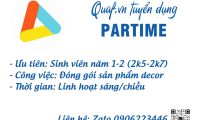 Tuyển nhân viên đóng gói parttime, fulltime Tuyển nhân viên đóng gói parttime, fulltime