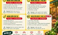 Tuyển phục vụ, tạp vụ, phụ bếp, chan bún lương cao