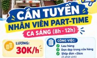 Tuyển nhân viên phụ bán hàng ca sáng