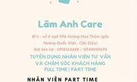 Tuyển nhân viên tư vấn, bán hàng và CSKH – Lâm Anh Care Tuyển nhân viên tư vấn, bán hàng và CSKH – Lâm Anh Care