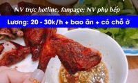 Tuyển nhân viên trực hotline&Fanpage, phụ bếp – Ship đồ ăn đêm Trang Béo Tuyển nhân viên trực hotline&Fanpage, phụ bếp – Ship đồ ăn đêm Trang Béo