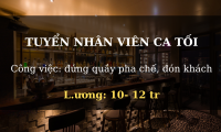 Tuyển nhân viên quầy pha chế ca tối Tuyển nhân viên quầy pha chế ca tối