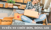 Tuyển nhân viên chốt đơn, đóng gói parttime, fulltime Tuyển nhân viên chốt đơn, đóng gói parttime, fulltime