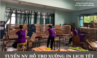 Tuyển nữ làm thời vụ tại xưởng in lịch tết 2026