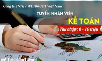 Tuyển kế toán lương 7 – 10 triệu – Công ty TNHH Wetbrush Việt Nam Tuyển kế toán lương 7 – 10 triệu – Công ty TNHH Wetbrush Việt Nam