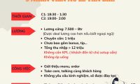 Tuyển nữ lễ tân quầy bar ca tối Tuyển nữ lễ tân quầy bar ca tối