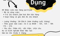 Tuyển nhân viên bán hàng, kế toán – Cửa hàng Mỹ phẩm Tinni House